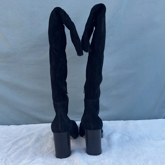 EUC FREE PEOPLE Echo Platform Over The Knee Boot Black Suede EU 41 Leather - Picture 6 of 9